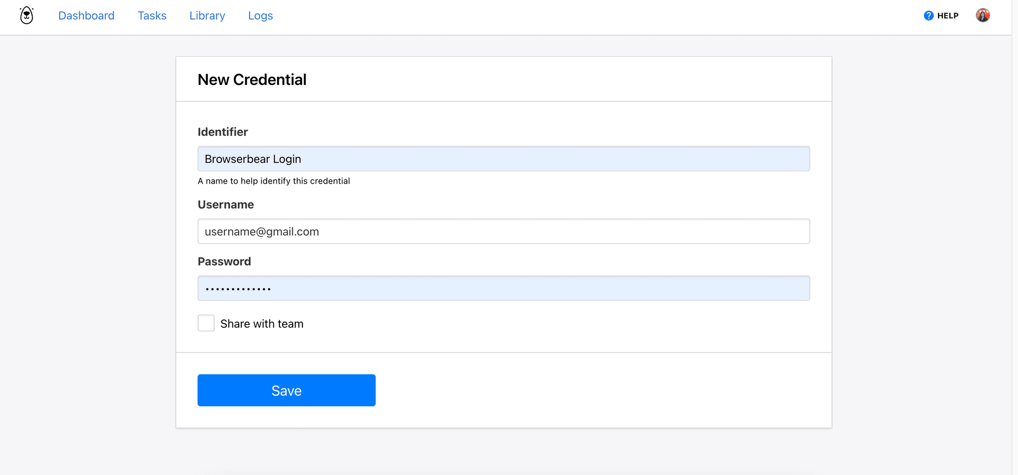 task 2 - step 2 (create credential)