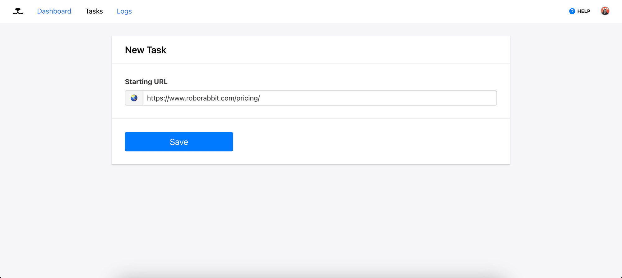 create new task - enter URL