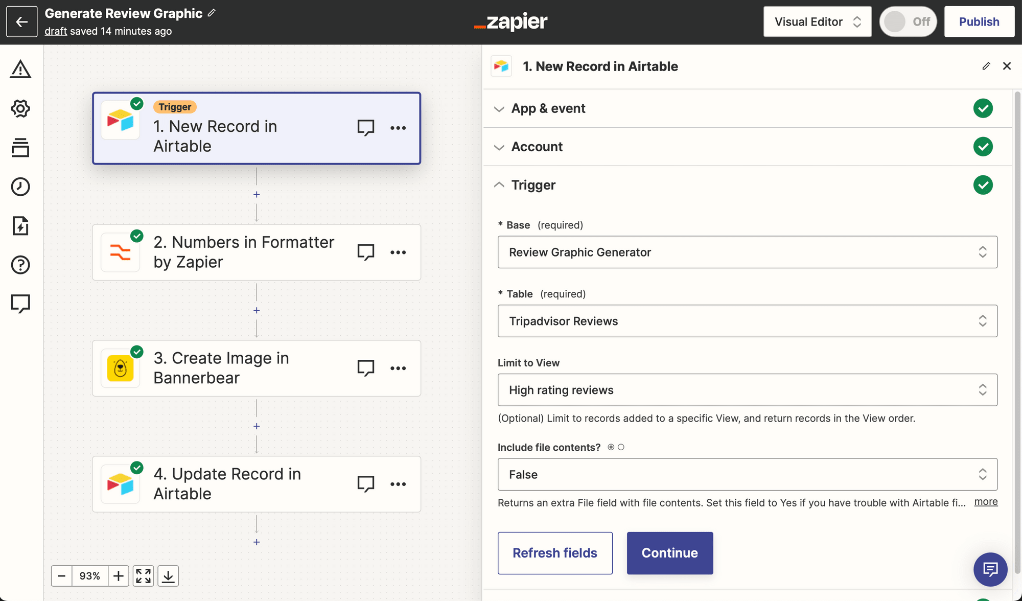 Screenshot of Zapier Airtable new record trigger