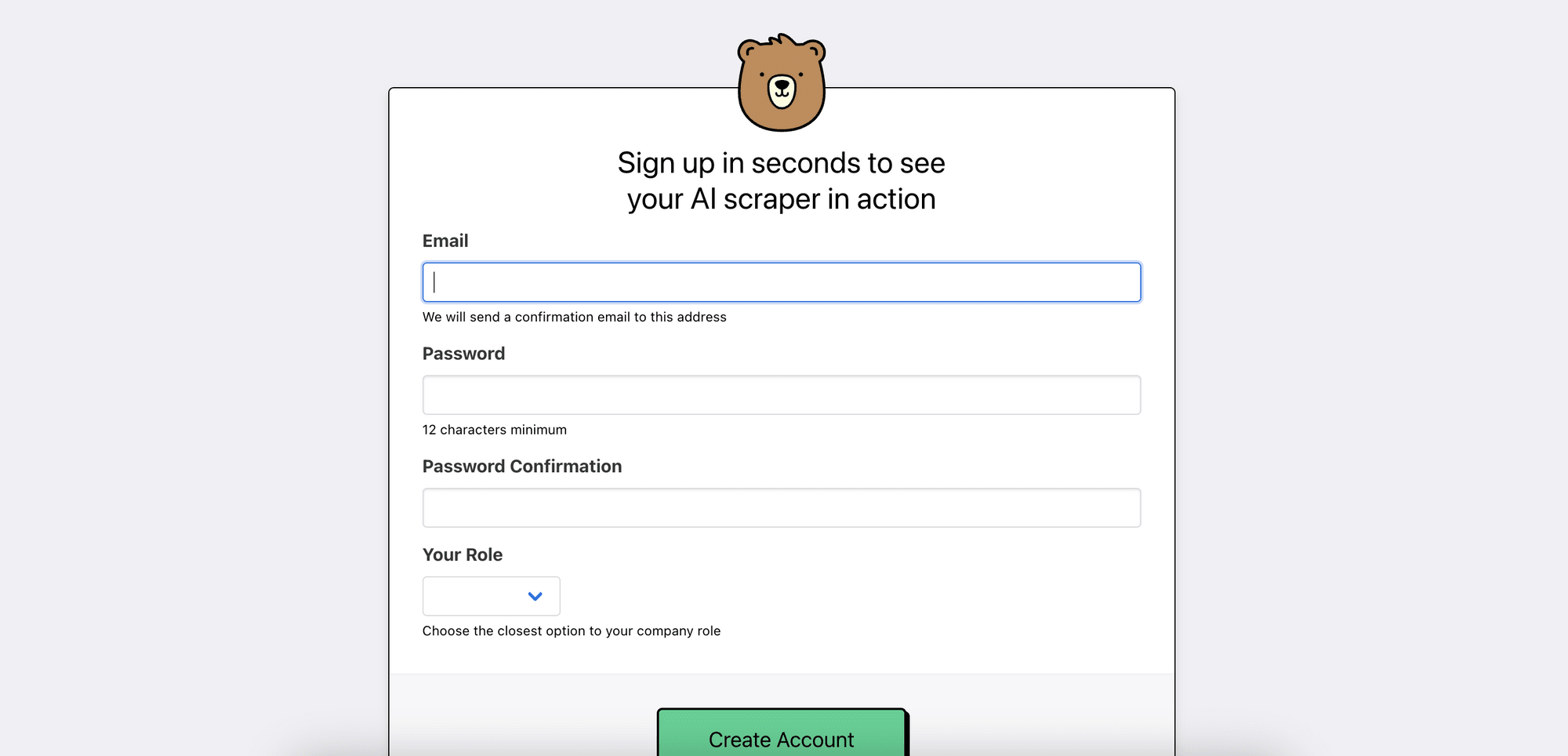 Browserbear AI Web Scraper - sign up prompt.png