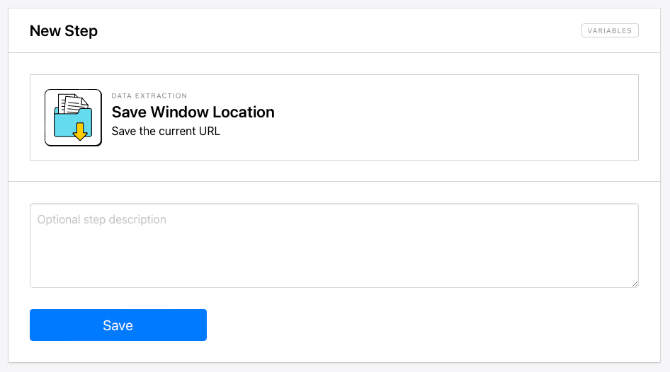Screenshot of Browserbear save window location step