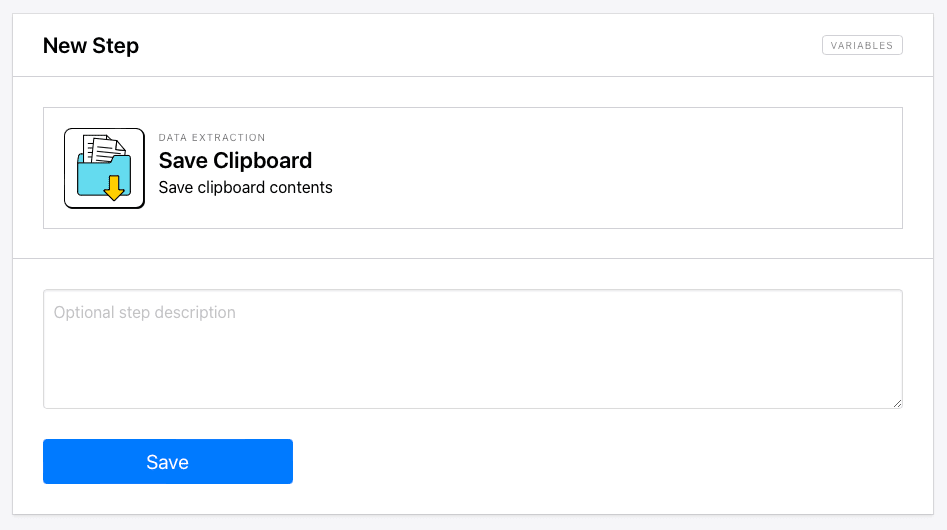 Screenshot of Browserbear save clipboard step