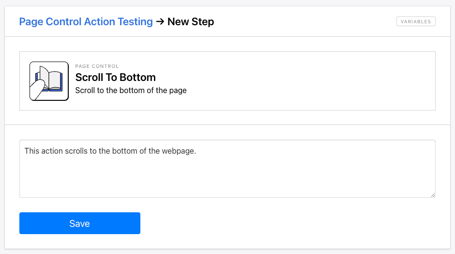 Screenshot of Roborabbit scroll to bottom step setup