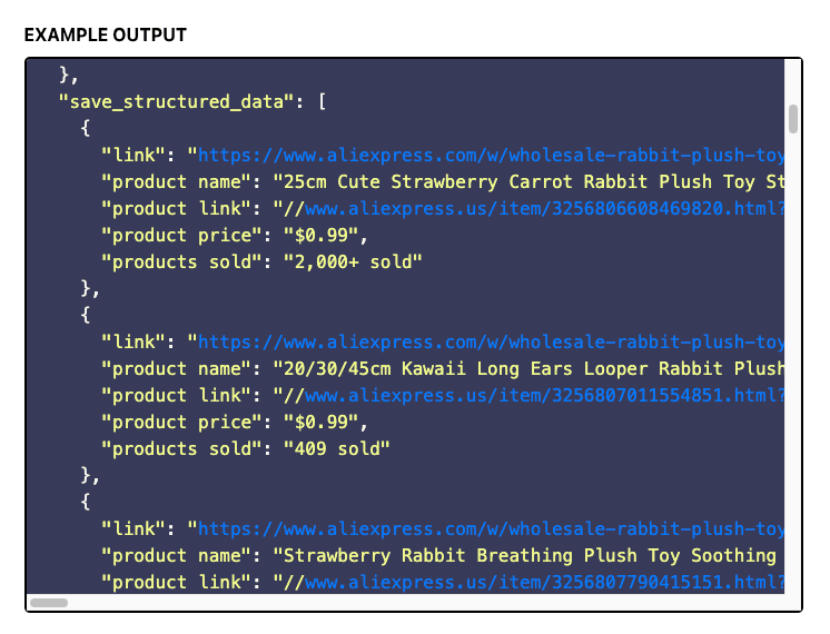 Screenshot of Roborabbit task log output